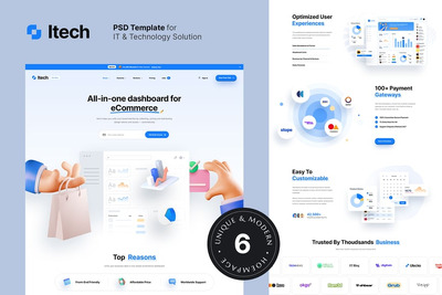 IT和技术解决方案PSD网站模板 (PSD)