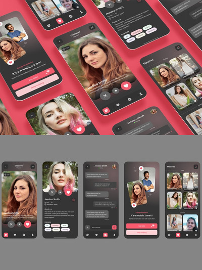日期，关系，社交交流和约会应用APP UI KIT (FIG,SKETCH,XD,SVG)