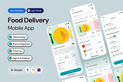 食品交付移动应用APP UI KIT (FIG,SKETCH,XD)