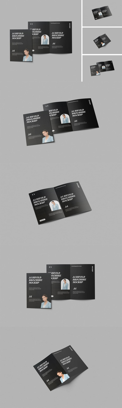 折页手册模型样机 (PSD,PDF)