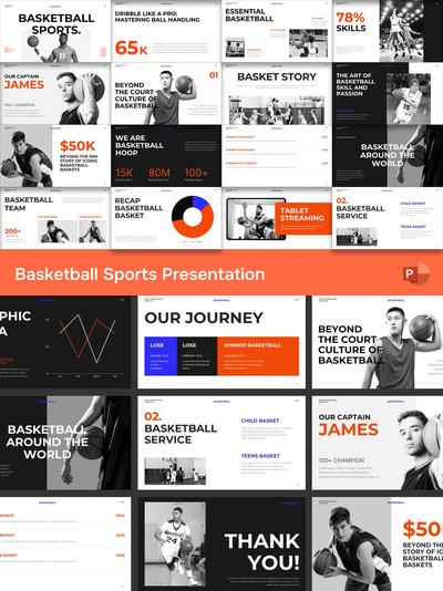 篮球运动PPT模板 (PPTX)