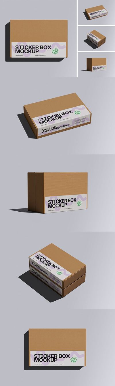 贴纸盒模型样机 (JPG,PSD)