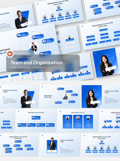 金融公司团队和组织PPT模板 (PPTX)