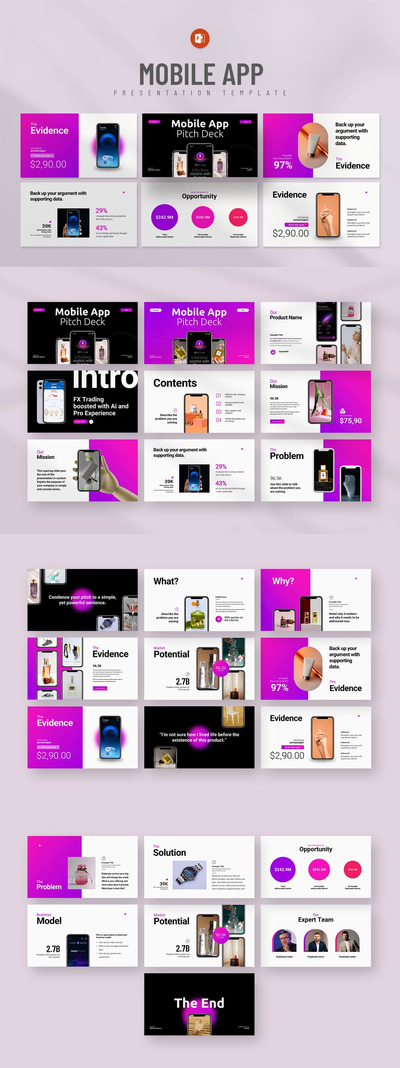 移动应用程序俯仰甲板PPT模板 (PPTX)