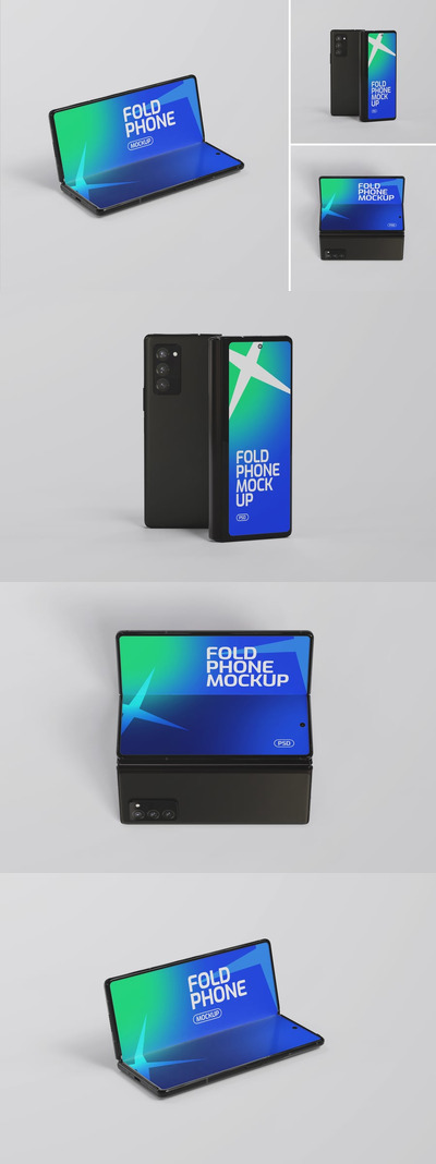 折叠手机水平模型样机 (PSD)