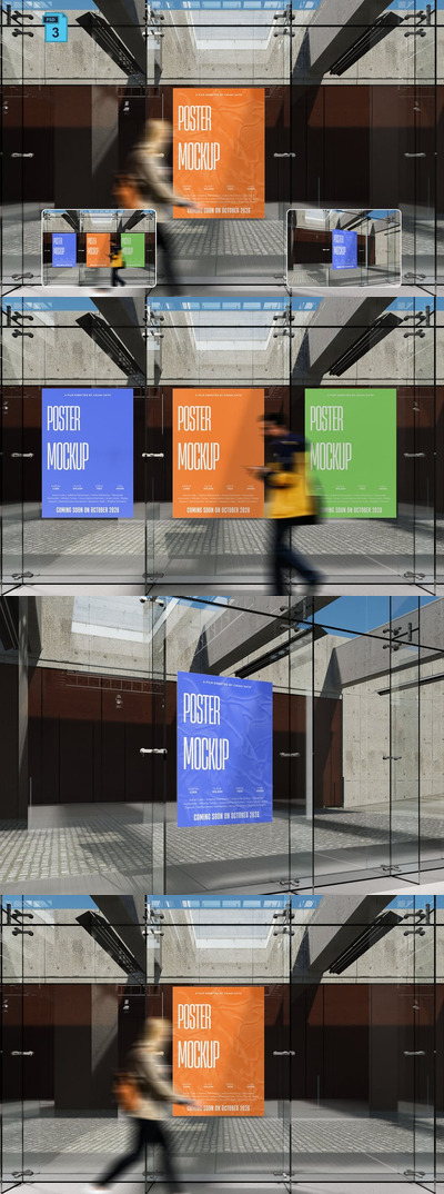 办公海报模型样机 (PSD)