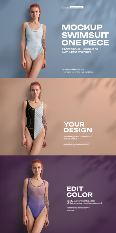 运动一件泳衣模型样机 (PSD,JPG,PNG)