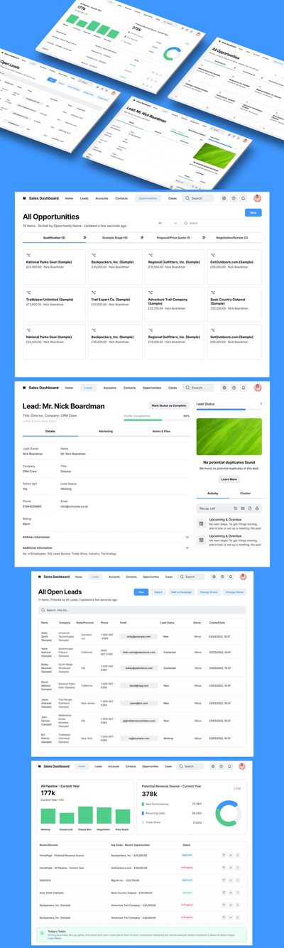 销售CRM平台，领导仪表板B2B Web应用程序UI (FIG,XD,SVG,SKETCH,PSD)