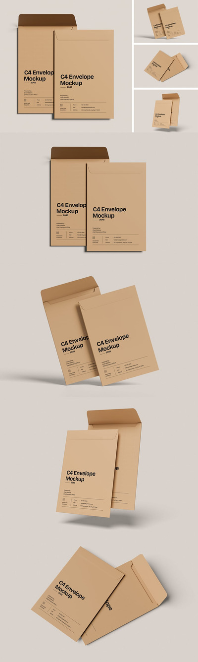 C4信封模型样机 (PSD,PDF)