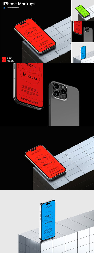 iPhone手机模型样机 (PSD,PDF)