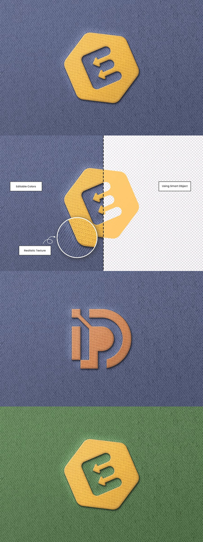 绣花徽标LOGO设计模型样机 (PSD)