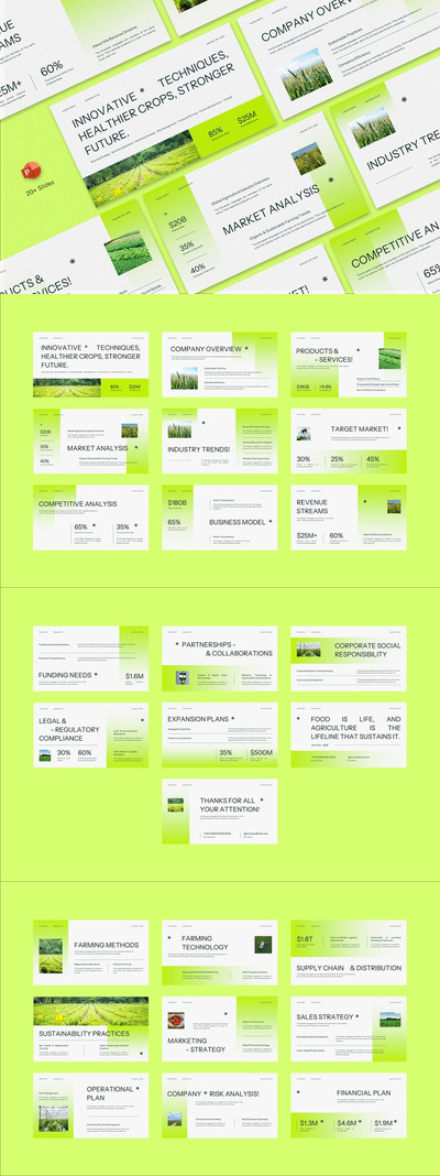 绿色现代农业商业计划PPT模板 (PPTX,PPT)