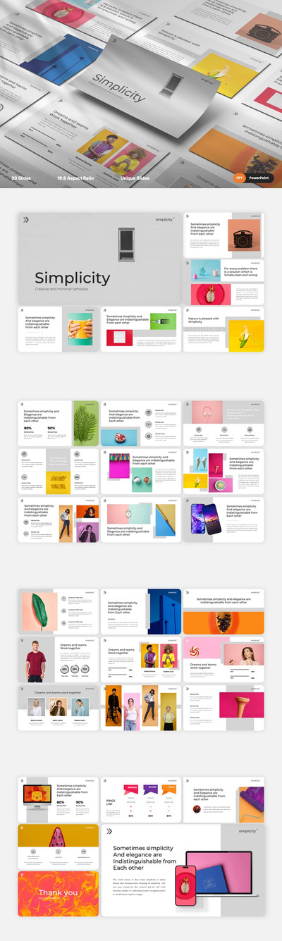 极简主义流行色彩PPT模板 (PPTX)