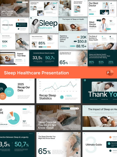 睡眠医疗保健PPT模板 (PPTX)