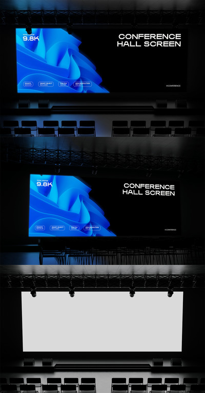 会议厅演讲大屏模型样机 (PSD)