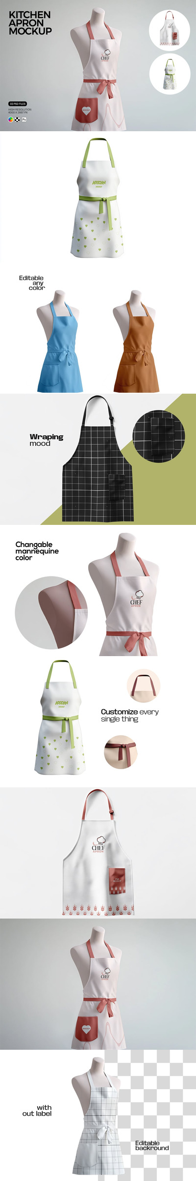 厨房围裙模型与人台模型样机 (PSD)