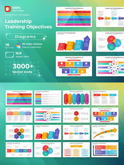 领导培训目标图PPT模板 (PPTX)