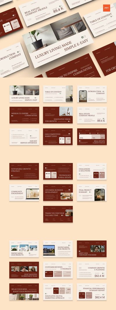 红米色极简主义公司概况PPT模板 (PPT,PPTX)