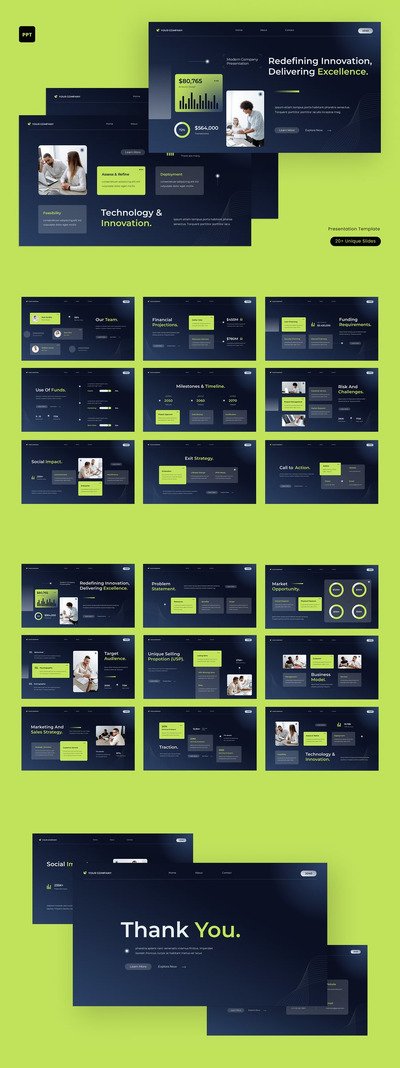 蓝色渐变UI UX UX现代公司资料PPT模板 (PPT,PPTX)