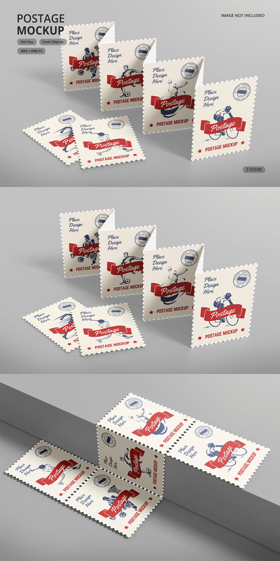 邮票设计展示样机 (PSD)