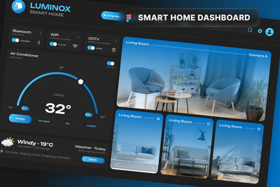 智能家居仪表板网页UI模板 (FIG,PNG)