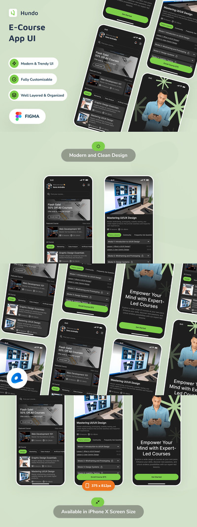 电子在线课程应用APP UI KIT (FIG)
