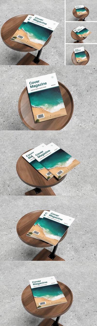 杂志封面模型样机 (PSD,PDF)