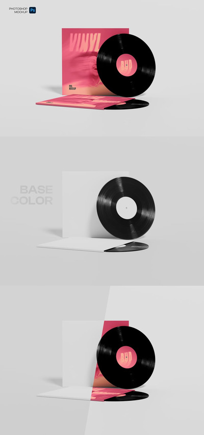 黑胶唱片设计包装样机样机 (PSD)