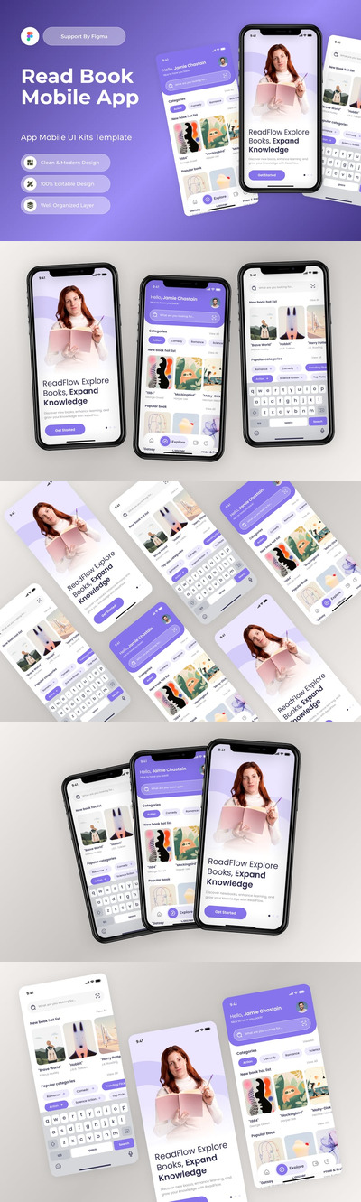 阅读书籍移动应用APP UI KIT (FIG)