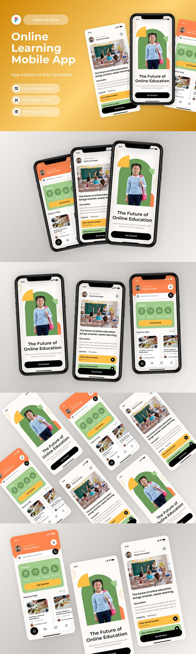 在线学习移动应用APP UI KIT (FIG)