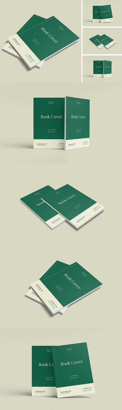 书籍封面模型样机 (PSD,PDF)