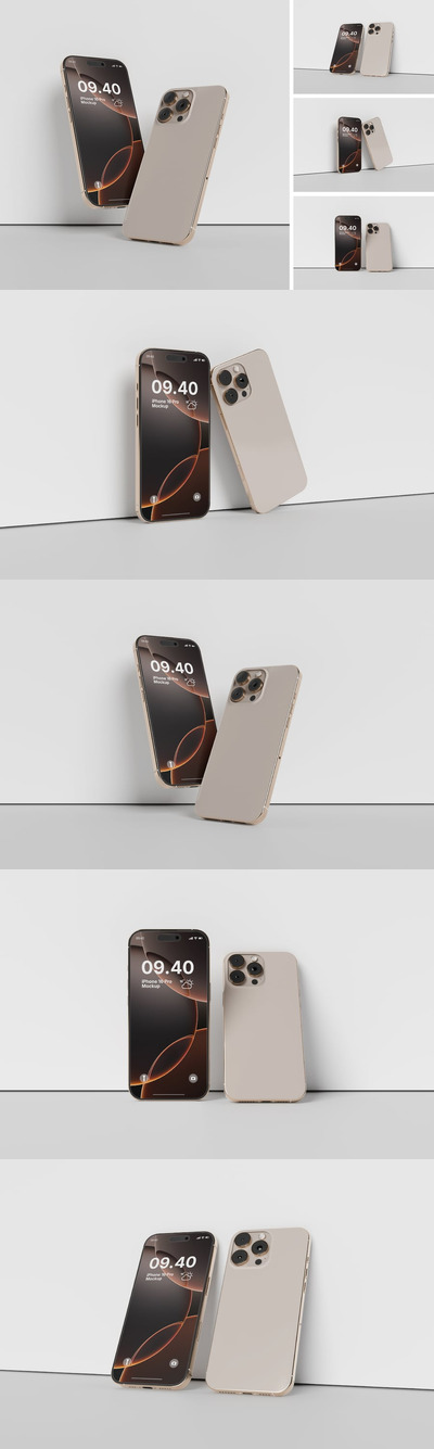 iPhone 16 Pro手机模型样机 (PSD,PDF)