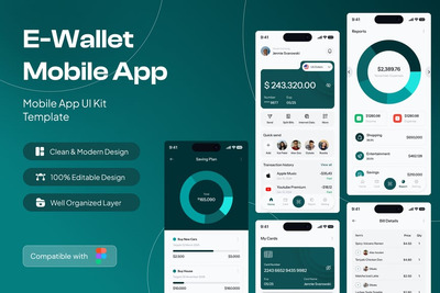 现代电子钱包移动应用APP UI KIT (FIG)