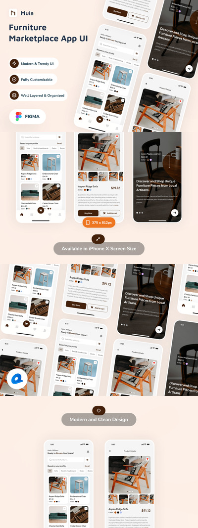 家具市场应用APP UI KIT (FIG)
