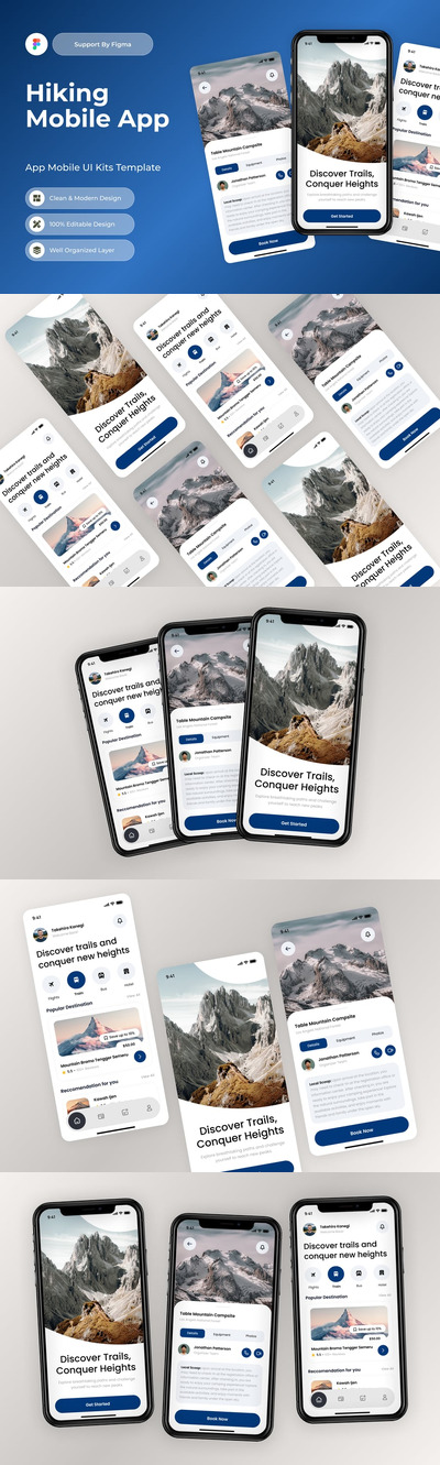 徒步远足移动应用APP UI KIT (FIG)