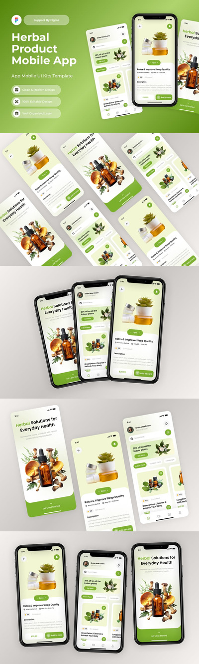 草药产品移动应用APP UI KIT (FIG)