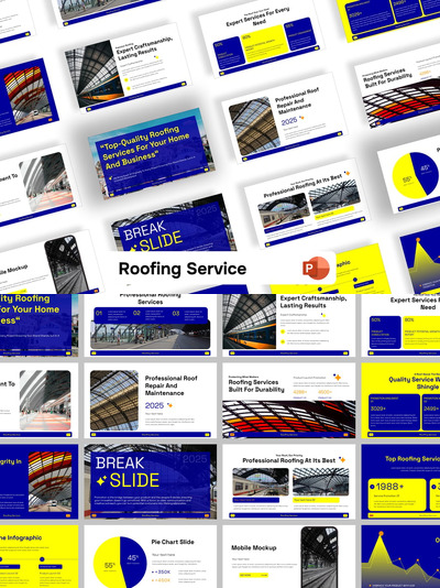 屋顶服务PPT模板 (PPTX)