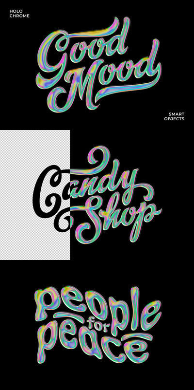 全息色文字和徽标效果 (PSD)