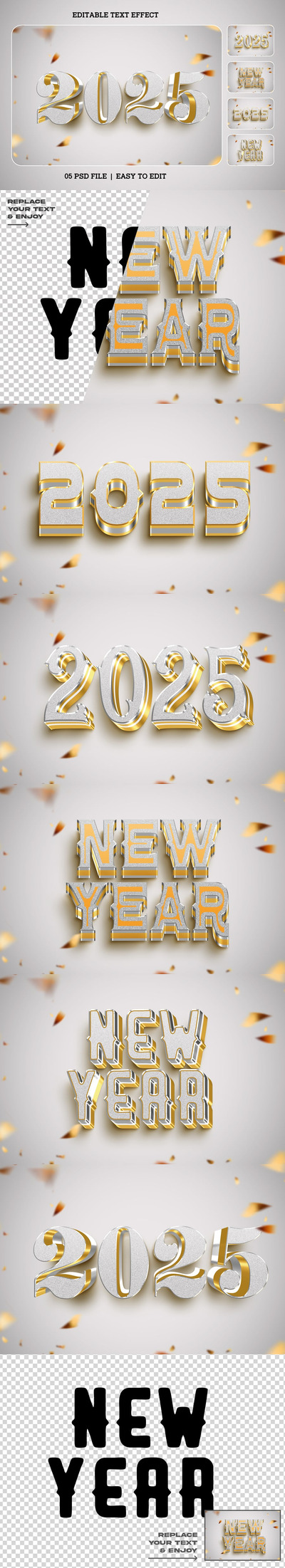 2025年新年编辑文本效果集 (PSD)