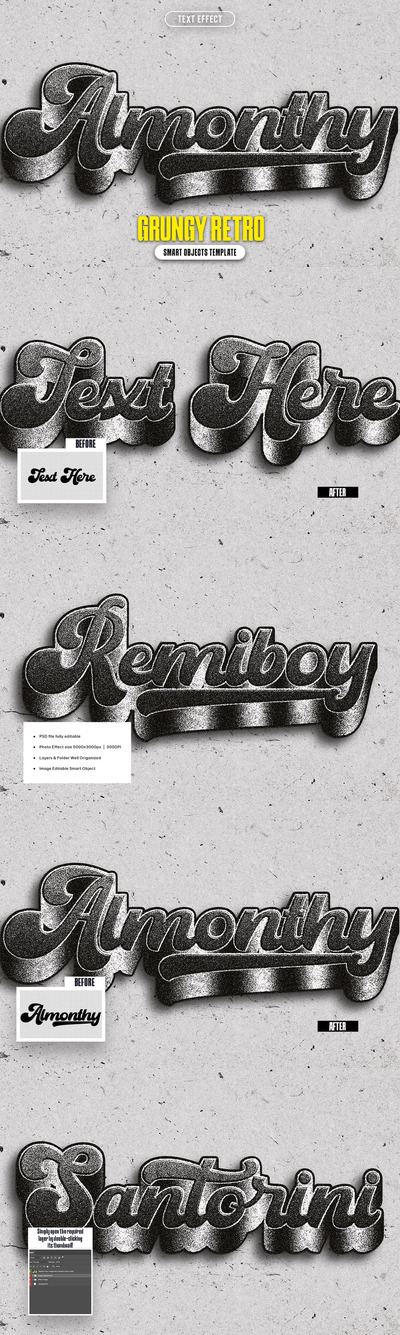 粗糙复古文字效果 (PSD)