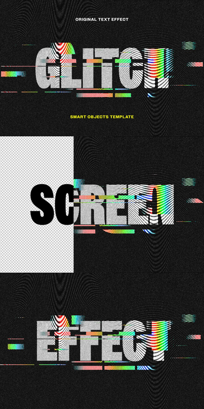 屏幕故障文字效果 (PSD)