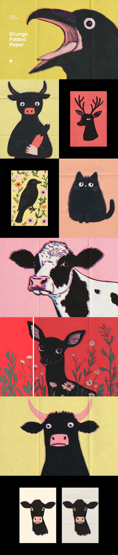 复古效果纸张绘画效果 (PSD)