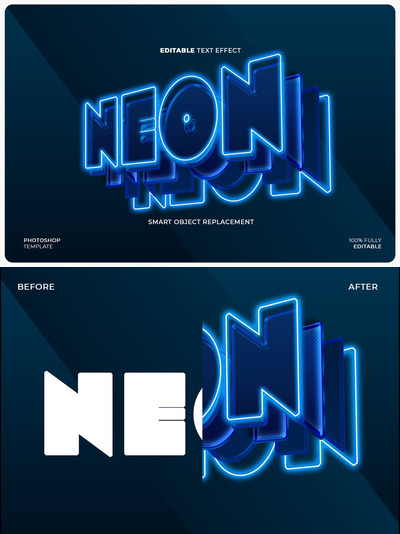 霓虹灯堆栈文字效果 (PSD)