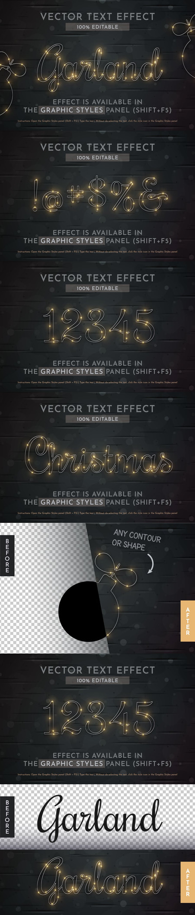 花环编辑文字效果 (AI,EPS)