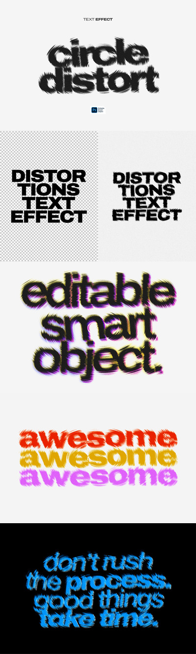 圆圈扭曲的文本效果 (PSD)