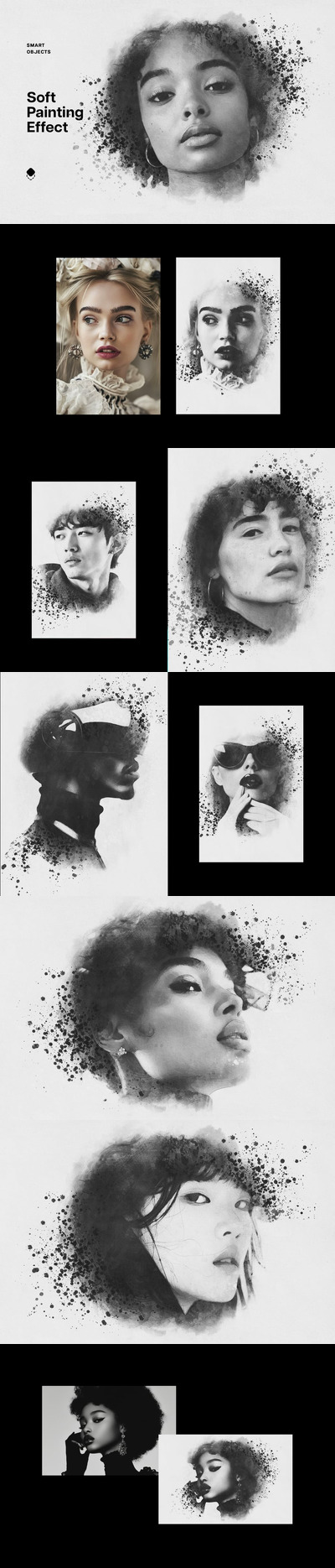软墨水绘画照片效果 (PSD)