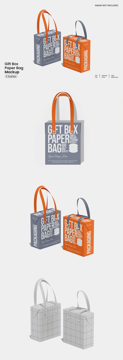 礼品盒纸袋模型样机 (PSD)