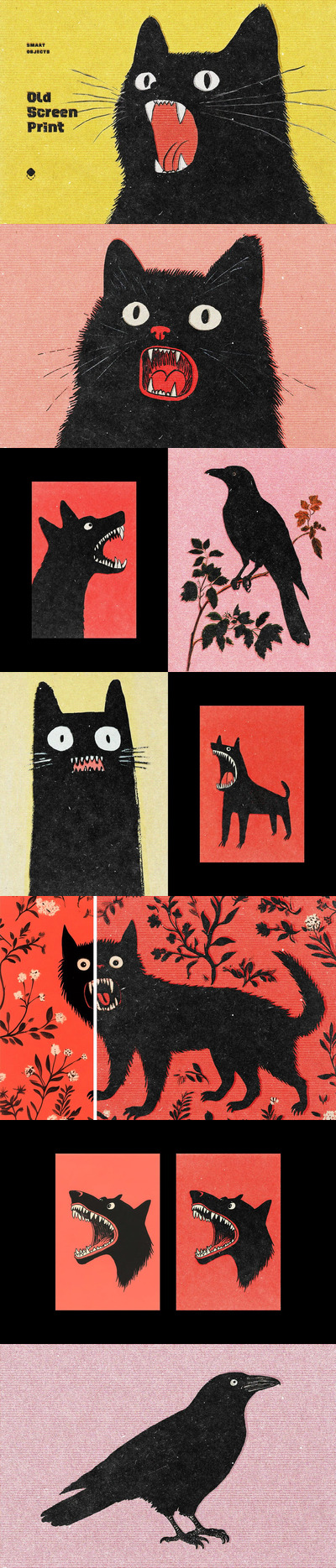 旧的丝网印刷效果图片样式 (PSD)