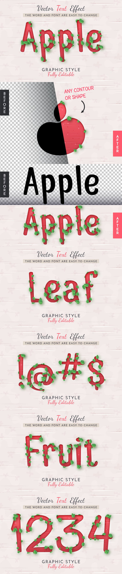 苹果可编辑的字体样式 (AI,EPS)