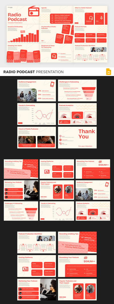 无线电播客PPT模板 (PPTX)
